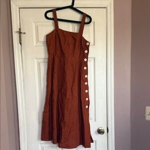 Mango Asymmetrical Rust Dress with Buttons